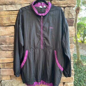 Vintage 90's Bike Black Windbreaker Jacket Men’s Large Pullover *small hole